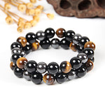 Bracelet "Triple Protection" en Hématite, Obsidienne et Œil de Tigre