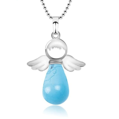 Pendentif Ange Gardien "Stabilisation" en Howlite Turquoise