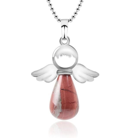 Pendentif Ange Gardien "Anti-stress" en Jaspe Rouge