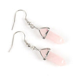 Boucles d'Oreilles Hexa "Tendresse" en Quartz Rose