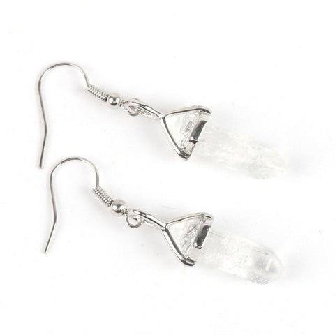 Boucles d'Oreilles Hexa "Amplification Énergétique" en Cristal de Roche