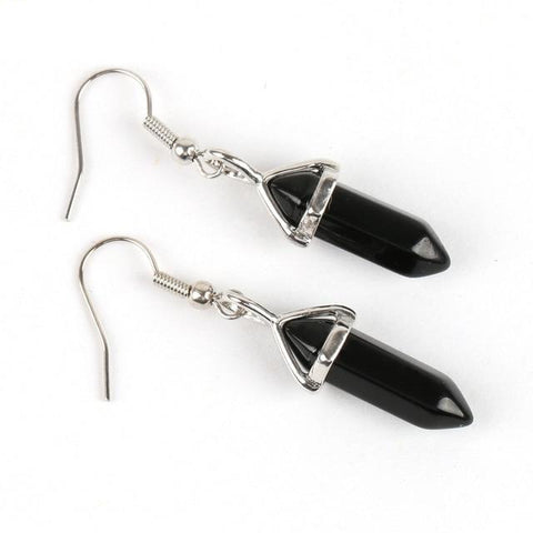 Boucles d'Oreilles Hexa "Enracinement" en Onyx