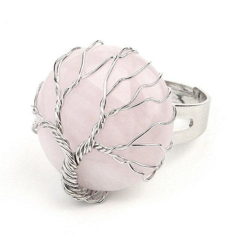 Bague Arbre de Vie "Tendresse" en Quartz Rose